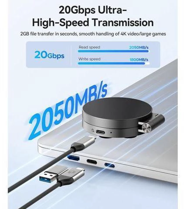 Alt view image 3 of 7 - MiniSnap 512 GB Portable SSD, Magnetic & Scution Cup Design, Foldable Stand for Magsafe Phone, Up to 2000MB/s, External Solid State Drive, for iPhone Tabelt and Labtop - SC20Pro