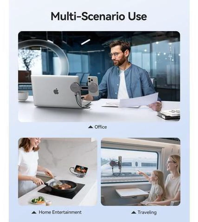 Alt view image 7 of 7 - MiniSnap 512 GB Portable SSD, Magnetic & Scution Cup Design, Foldable Stand for Magsafe Phone, Up to 2000MB/s, External Solid State Drive, for iPhone Tabelt and Labtop - SC20Pro