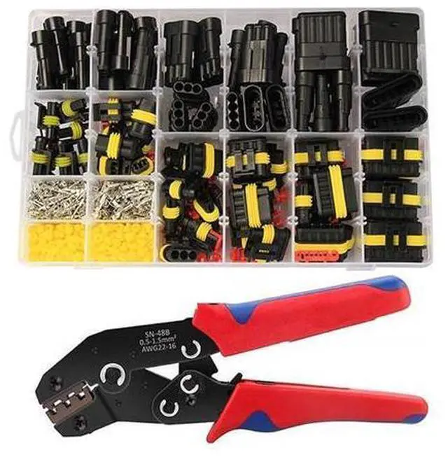 Main image of 352Pcs HID Waterproof Connectors 1/2/3/4 Pin 26sets Car Electrical Wire Connector Plug Truck Harness 300V 12A(708PCs pliers)