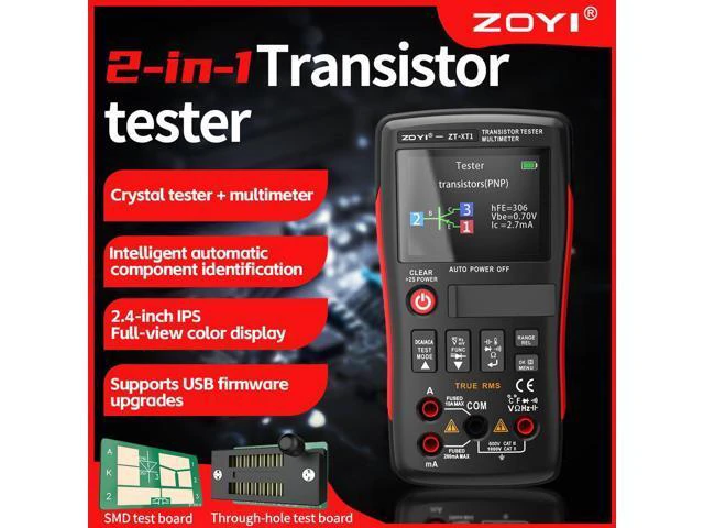 Alt view image 2 of 7 - ZT-XT1 2-in-1 LCR Digital Multimeter & Transistor Tester, for Voltage Resistance Diode Continuity Testing