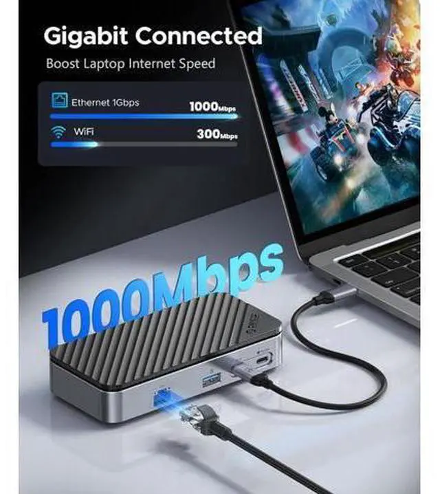 Alt view image 7 of 7 - 9-in-1 USB C Hub with M.2 NVMe SSD Enclosure 10Gbps, Tool Free Hub Docking Station Adapter with Built-in Fan, Gigabit Ethernet, 100W PD, SD/TF, Type C & USB A for Laptop MacBook Mac mini -M2P7