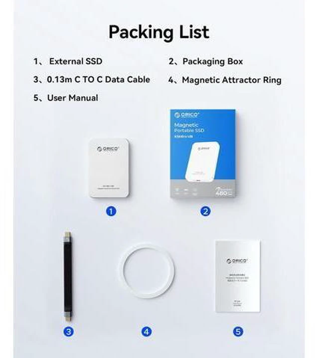 Alt view image 6 of 6 - 480GB Magnetic External SSD, Aluminum Alloy, Up to 460MB/s, External Solid State Drive, Expand Storage for iPhone 17 Pro Max, Compatible w/MagSafe, USB-C Smartphones - K5MINI Silver