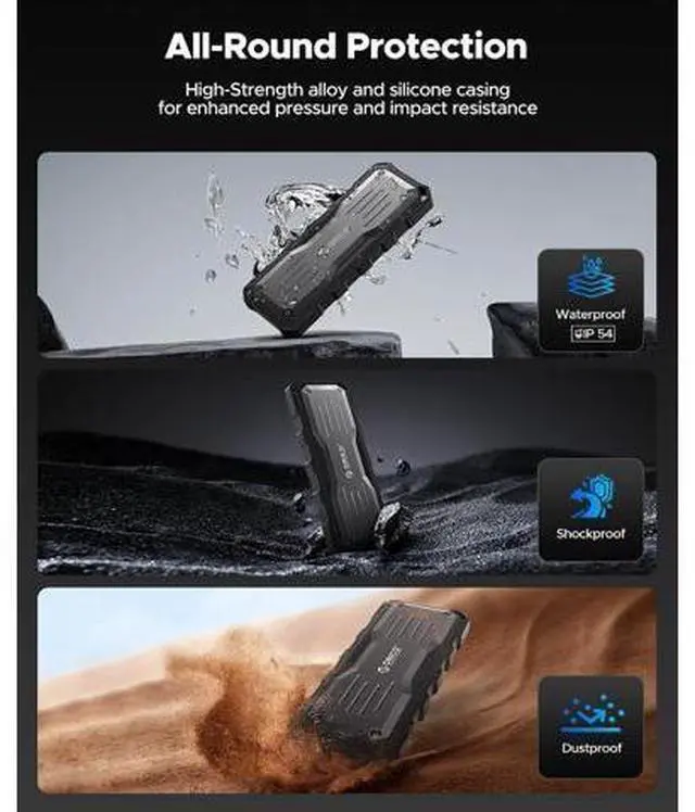 Alt view image 3 of 7 - 512GB External SSD Up to 2000MB/s, Interface Extra Protection, Waterproof and Dust-Proof, Rugged and Reliable Outdoor Portable Solid State Drives for Action Camera, Smartphone, Laptop - O20