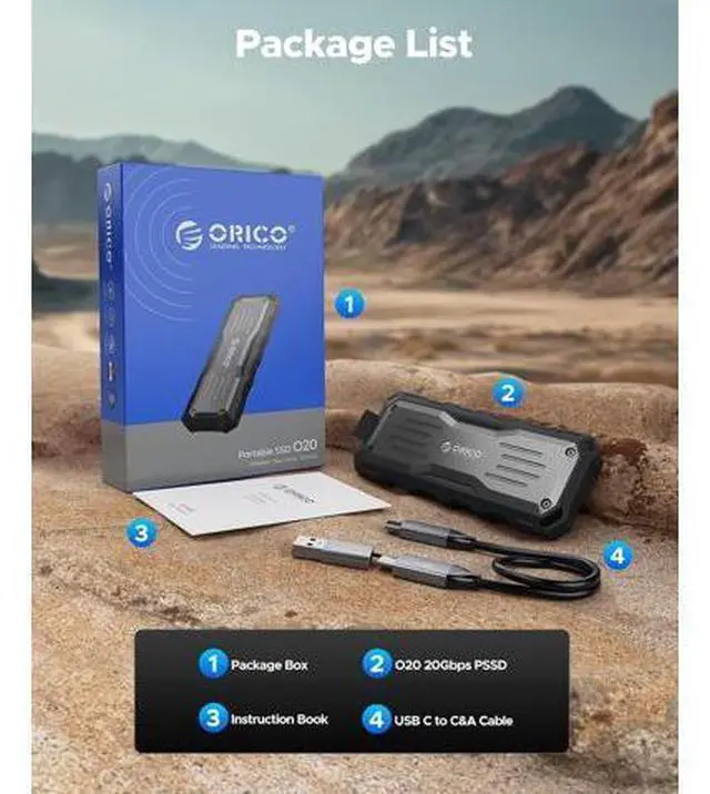 Alt view image 7 of 7 - 512GB External SSD Up to 2000MB/s, Interface Extra Protection, Waterproof and Dust-Proof, Rugged and Reliable Outdoor Portable Solid State Drives for Action Camera, Smartphone, Laptop - O20