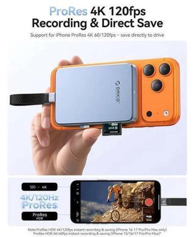 Alt view image 4 of 7 - 10Gbps USB C Hub with NVMe M.2 SSD Enclosure ProRes Recording for iPhone 17/16/15 Pro/Max/Plus with PD 100W TF/SD Card Slot for 2230-2280 SSDs B+M M-Key Diskless AP80F Green