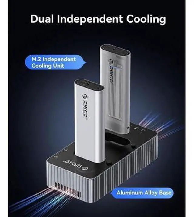 Alt view image 5 of 7 - 40Gbps M.2 NVMe Hard Drive Docking Station with Offline Clone Dual-Bay NVMe Cloner with USB C Cable for Both (M Key, B+M Key) PCIE NGFF Dock, Compatible Size 22110 2280 2260 2242 2230-IT28N