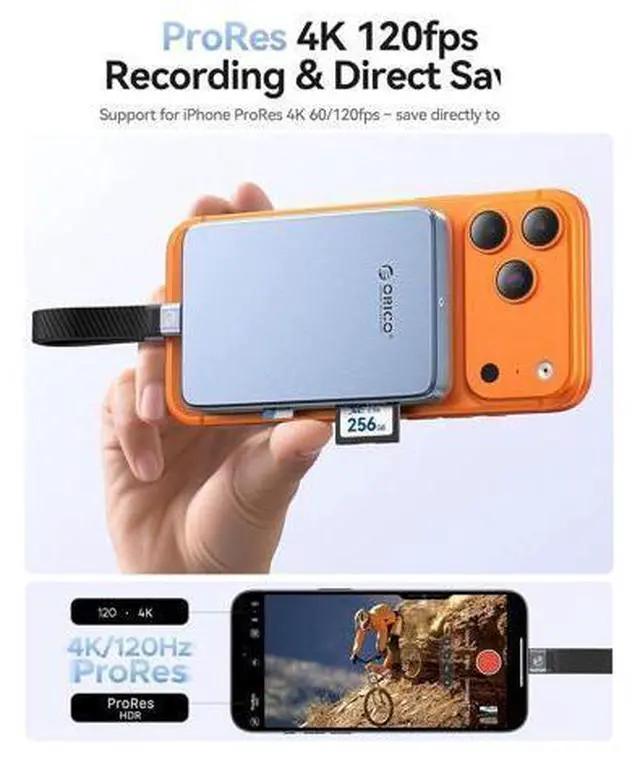 Alt view image 4 of 7 - Magnetic M.2 NVMe SSD Enclosure USB3.2 Gen2 10Gbps PD 100W TF/SD Card Reader MagSafe Dock for iPhone 17/16/15 Pro Max Plus 2230/2242/2260/2280 B+M Key AP80F Green