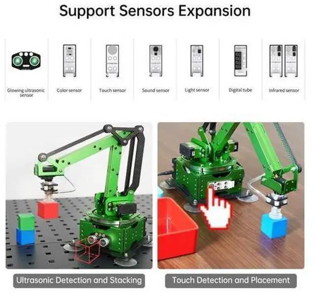 Alt view image 4 of 7 - Secondary Development for MaxArm Upgrade, Sensor Kits, WonderCam Vision Module, PS2 Handle, Glowing Ultrasonic, Color/Touch/Sound/Light/Digital Tube Sensors (Not Included MaxArm Robot Arm)