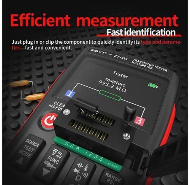 Alt view image 4 of 7 - ZT-XT1 2-in-1 LCR Digital Multimeter & Transistor Tester, for Voltage Resistance Diode Continuity Testing