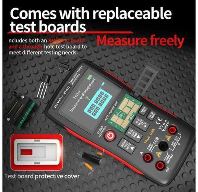 Alt view image 5 of 7 - ZT-XT1 2-in-1 LCR Digital Multimeter & Transistor Tester, for Voltage Resistance Diode Continuity Testing