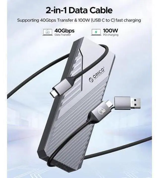 Alt view image 5 of 7 - 40Gbps M.2 NVMe SSD Enclosure with Built-in Cooling Fan, Aluminum External NVMe Case Supports M Key PCIe 4.0 Drive, Compatible with Thunderbolt 3/4, USB4/3.2/3.1/3.0 Interface- CNM2