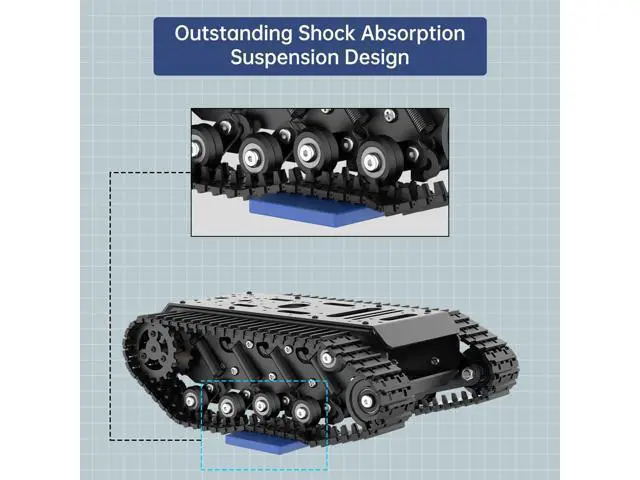 Alt view image 2 of 7 - Robot Tracked Tank Car Chassis with Encoder DC Motor, Suspension Shock Absorption Chassis Car Full-Metal Robotic Moving Platform Track for Arduion RPi Microb Jetson Python DIY Smart Robot Maker
