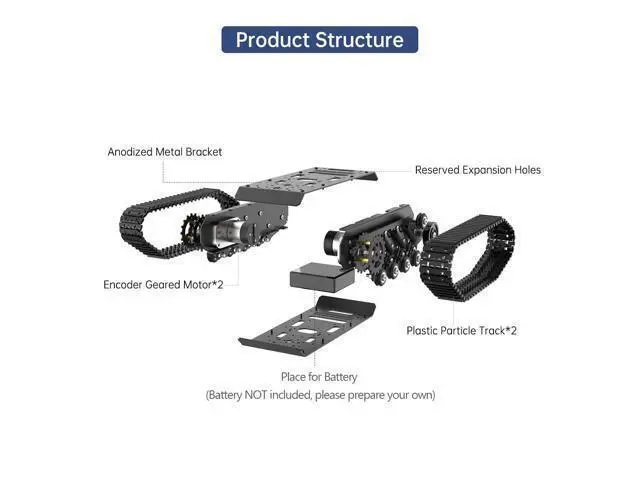 Alt view image 6 of 7 - Robot Tracked Tank Car Chassis with Encoder DC Motor, Suspension Shock Absorption Chassis Car Full-Metal Robotic Moving Platform Track for Arduion RPi Microb Jetson Python DIY Smart Robot Maker