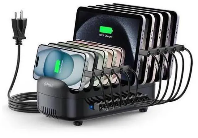Main image of 120W Charging Station for Multiple Devices, 10-Ports USB Charging Docking Organizer Station, Multi USB Charging Station Compatible with iPad, Tablet, Kindle, Airpods and Cell Phone