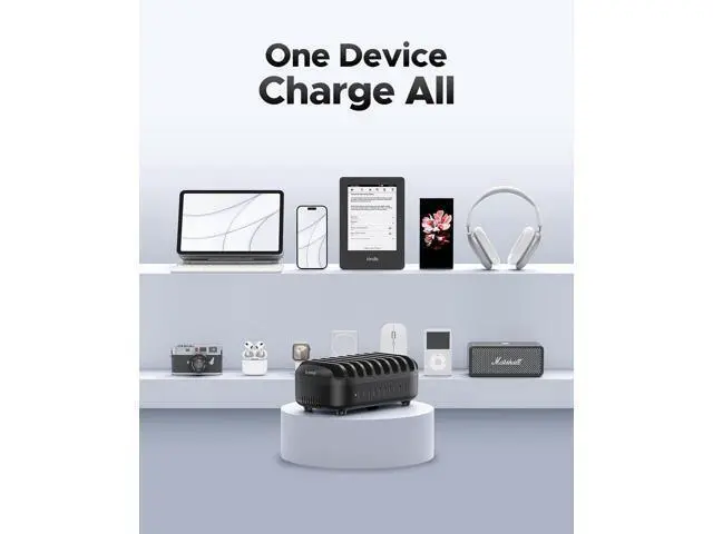 Alt view image 4 of 6 - 120W Charging Station for Multiple Devices, 10-Ports USB Charging Docking Organizer Station, Multi USB Charging Station Compatible with iPad, Tablet, Kindle, Airpods and Cell Phone