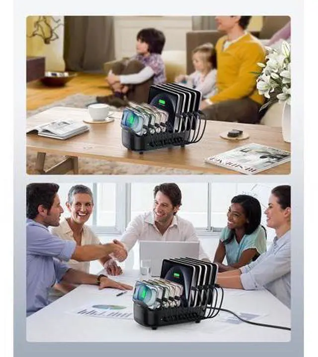 Alt view image 6 of 6 - 120W Charging Station for Multiple Devices, 10-Ports USB Charging Docking Organizer Station, Multi USB Charging Station Compatible with iPad, Tablet, Kindle, Airpods and Cell Phone
