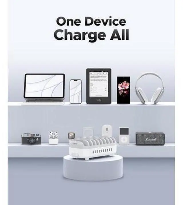 Alt view image 4 of 6 - Multi USB Charging Station, 120W Charging Docking Organizer for Multiple Devices with Cables, 10-Ports Charging Station Compatible with iPad, iPhone, Tablet, Kindle and Cell Phones