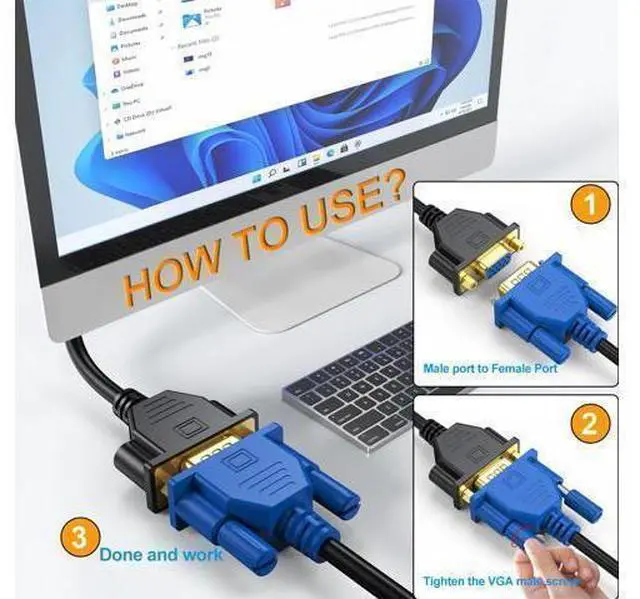 Alt view image 4 of 7 - VGA Extension Cable 3FT, VGA Male to Female Cord 3 Feet 15 Pin (NOT 9 Pin), SVGA Extender HD15 Monitor Video Adapter Cable Support 1080P Full HD for Laptop, PC, Projector, HDTV, Display