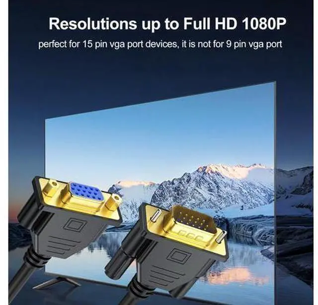 Alt view image 5 of 7 - VGA Extension Cable 3FT, VGA Male to Female Cord 3 Feet 15 Pin (NOT 9 Pin), SVGA Extender HD15 Monitor Video Adapter Cable Support 1080P Full HD for Laptop, PC, Projector, HDTV, Display