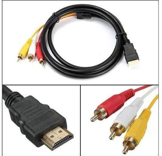 Alt view image 5 of 6 - HDMI to 3 RCA Cable, 1080P 5ft/1.5m Male to 3-RCA Video Audio AV Lead Wire Connector Adapter Transmitter for TV HDTV DVD(for Device can Transfer Signal,or Work with HDMI/AV Adapter)