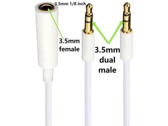 Alt view image 4 of 6 - 3.5mm Headphone Audio Splitter 1 Female to 2 Male TRS Y 3.5mm Splitter Cable Gold-Plated Stereo Jack for PC Smartphone MP4 Earphone Mp3 Speaker 19.68 inch 0.5m White
