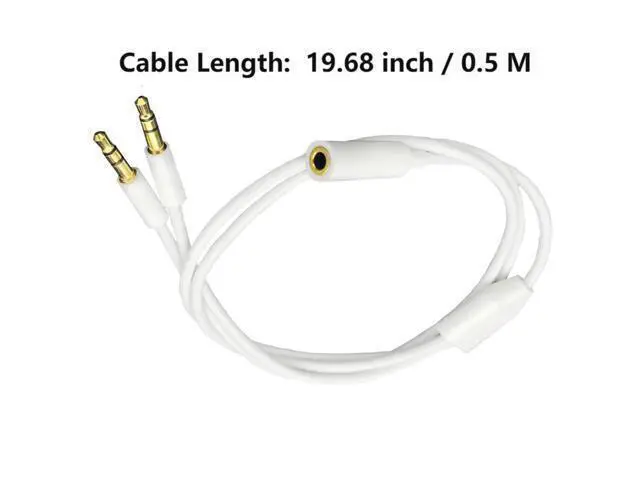 Alt view image 5 of 6 - 3.5mm Headphone Audio Splitter 1 Female to 2 Male TRS Y 3.5mm Splitter Cable Gold-Plated Stereo Jack for PC Smartphone MP4 Earphone Mp3 Speaker 19.68 inch 0.5m White