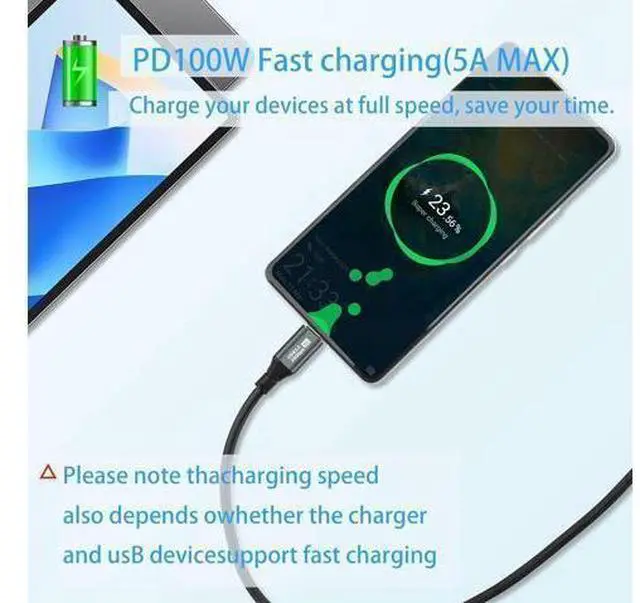 Alt view image 3 of 5 - Gen3.2 Type-C Data Cable Dual Type-C Cable 100W High Definition 8k Projection Screen Cable 20GB Full Phone Data Cable 0.5M