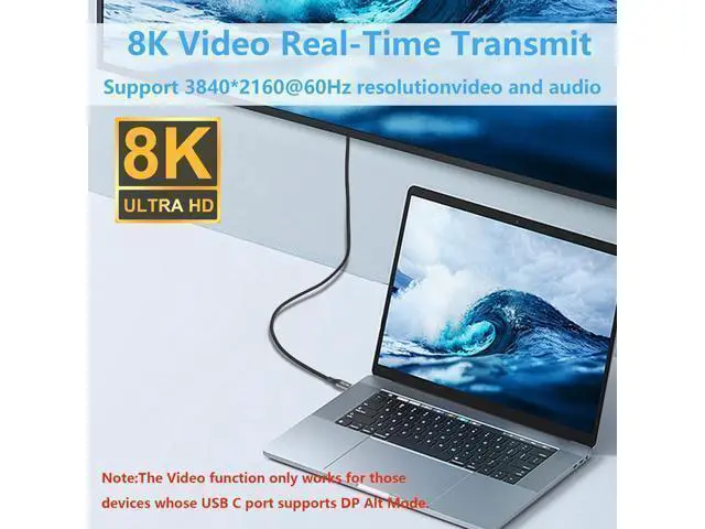 Alt view image 4 of 5 - Gen3.2 Type-C Data Cable Dual Type-C Cable 100W High Definition 8k Projection Screen Cable 20GB Full Phone Data Cable 0.5M