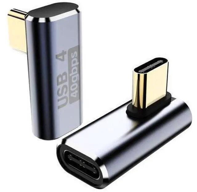 Main image of 90 Degree USB C Adapter, Right Angle USB C 240W Male to Female Adapter Extender for Steam Deck, ROG Ally, MacBook, Tablet, Phone and More - 2Pack