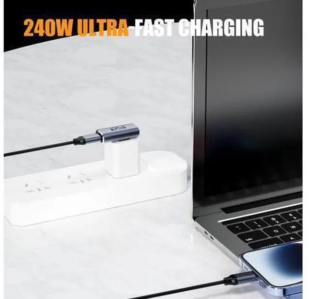 Alt view image 5 of 7 - 90 Degree USB C Adapter, Right Angle USB C 240W Male to Female Adapter Extender for Steam Deck, ROG Ally, MacBook, Tablet, Phone and More - 2Pack