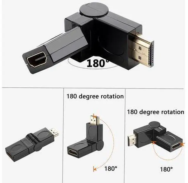 Alt view image 4 of 7 - Swivel Angle HDMI Adapter,90 180 270 360 Degree Angle Rotatable Extension Connector Adjustable Male to Female Adaptor for Full HD Support Including 720p-1080p,No Loss in Video/Audio Quality