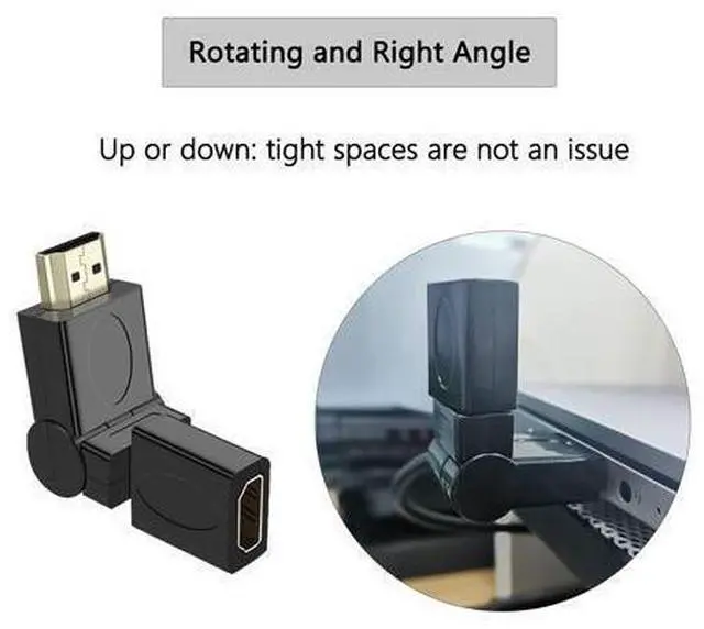 Alt view image 5 of 7 - Swivel Angle HDMI Adapter,90 180 270 360 Degree Angle Rotatable Extension Connector Adjustable Male to Female Adaptor for Full HD Support Including 720p-1080p,No Loss in Video/Audio Quality