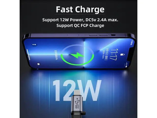 Alt view image 6 of 7 - 2pcs/lot USB2.0 8P Female to Micro USB Type-C USB-C Male Power Adapter 480Mbps Data with Chain Holes
