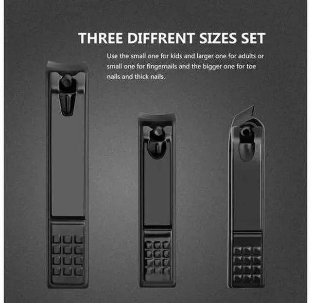 Alt view image 2 of 6 - Nail Clippers Set Black Matte Stainless Steel Fingernail & Thick Toenail & Ingrown Nail Clippers, Perfect 3 pcs Nail Clipper Cutter for Men and Women(Black)