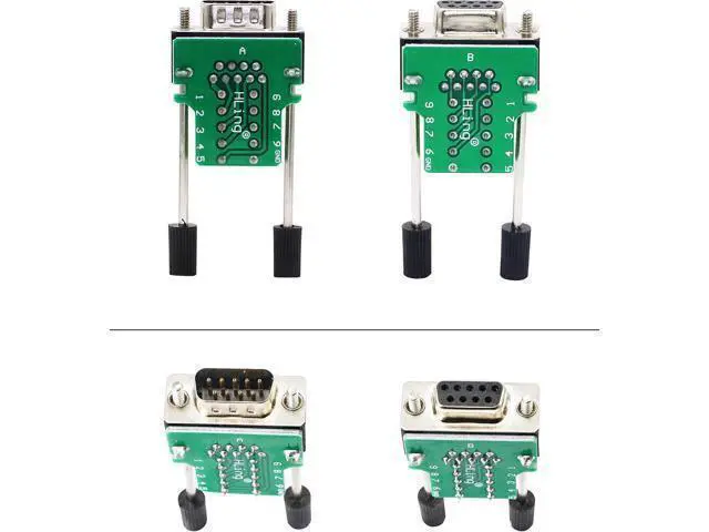 Alt view image 2 of 7 - DB9 Connector Adapter RS232 Serial Port D-SUB Adapter Plate Breakout Board Solder-Free (1-Pair Male+Female with Screwdriver, Black Rubber Core, Long Bolts)