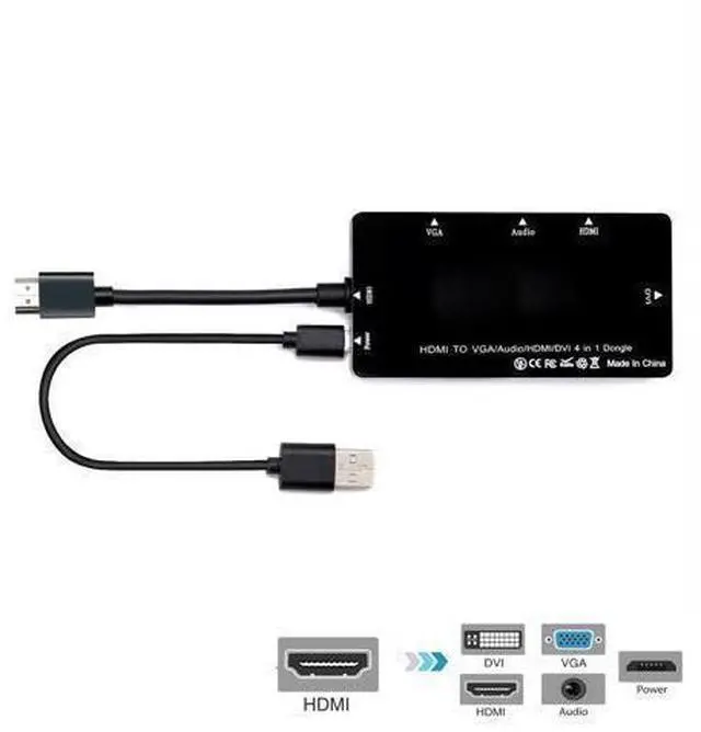 Main image of HDMI to VGA Audio HDMI DVI Adapter Multiport Splitter Converter 4 in1 Dongle Compatible for PS3 HDTV PC Monitor Projector