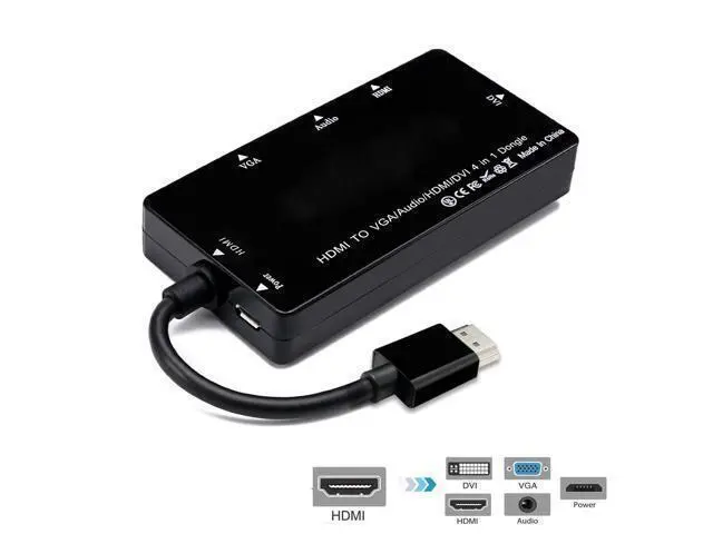 Alt view image 3 of 7 - HDMI to VGA Audio HDMI DVI Adapter Multiport Splitter Converter 4 in1 Dongle Compatible for PS3 HDTV PC Monitor Projector