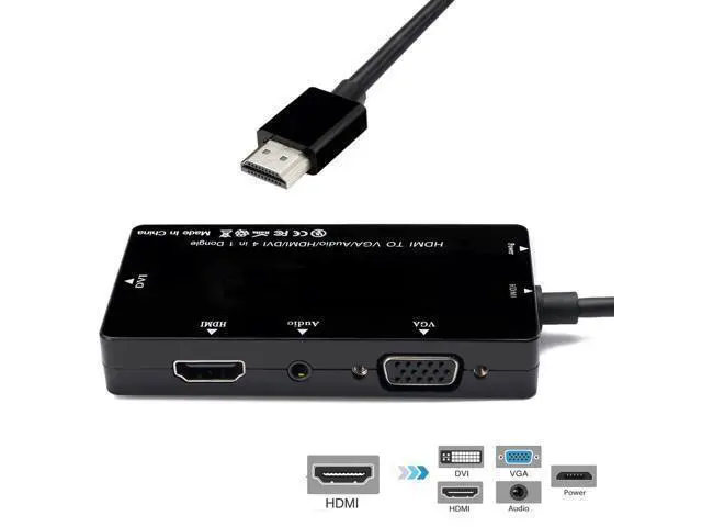 Alt view image 4 of 7 - HDMI to VGA Audio HDMI DVI Adapter Multiport Splitter Converter 4 in1 Dongle Compatible for PS3 HDTV PC Monitor Projector