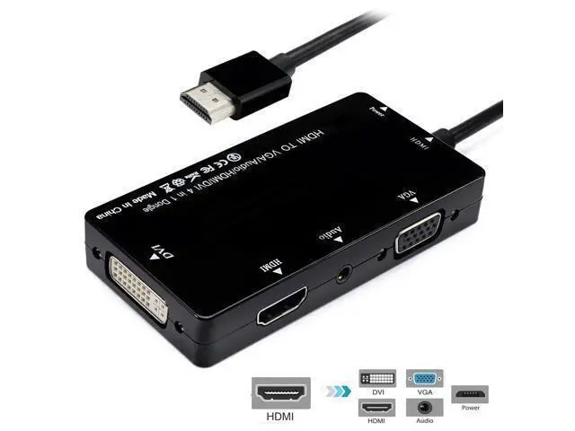 Alt view image 6 of 7 - HDMI to VGA Audio HDMI DVI Adapter Multiport Splitter Converter 4 in1 Dongle Compatible for PS3 HDTV PC Monitor Projector