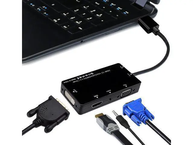 Alt view image 7 of 7 - HDMI to VGA Audio HDMI DVI Adapter Multiport Splitter Converter 4 in1 Dongle Compatible for PS3 HDTV PC Monitor Projector