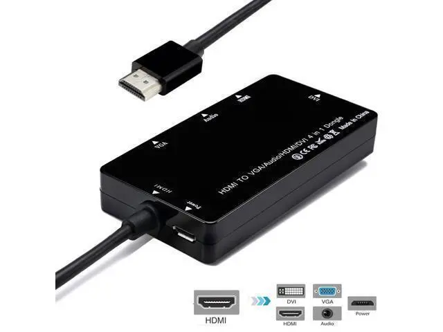 Alt view image 5 of 7 - HDMI to VGA Audio HDMI DVI Adapter Multiport Splitter Converter 4 in1 Dongle Compatible for PS3 HDTV PC Monitor Projector