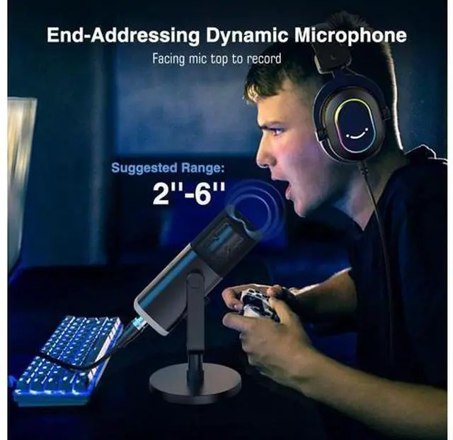 Alt view image 7 of 7 - FIFINE XLR/USB Dynamic Microphone for Podcast Recording, PC Computer Gaming Streaming Mic with RGB Light, Mute Button, Headphones Jack, Desktop Stand, Vocal Mic for Singing YouTube-AmpliGame AM8