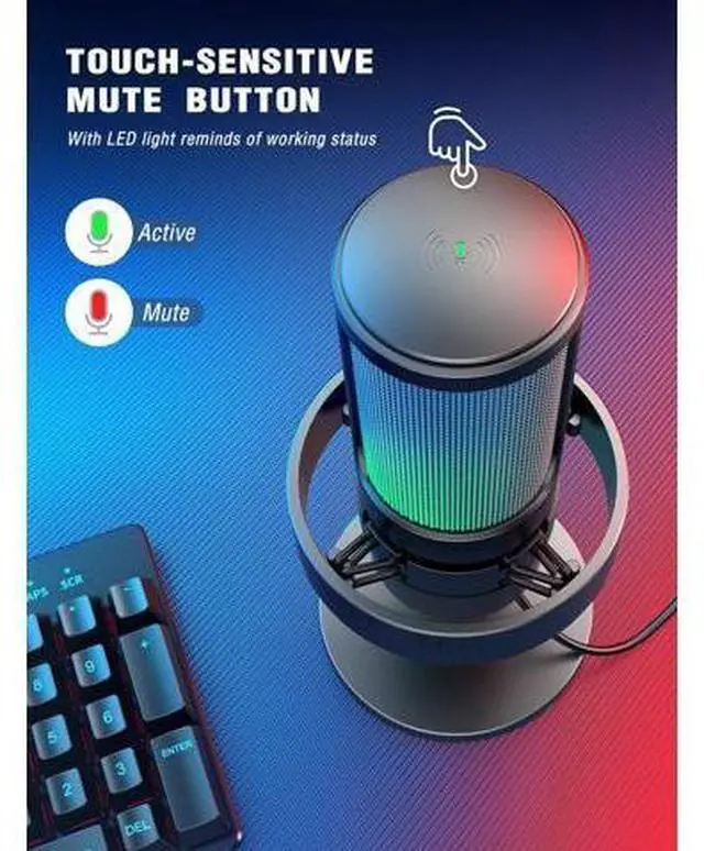 Alt view image 4 of 7 - FIFINE Gaming Microphone, USB PC Mic for Streaming, Podcasts, Recording, Condenser Computer Desktop Mic on Mac/PS4/PS5, with RGB Control, Mute Touch, Headphone Jack, Pop Filter, Stand-AmpliGame A8