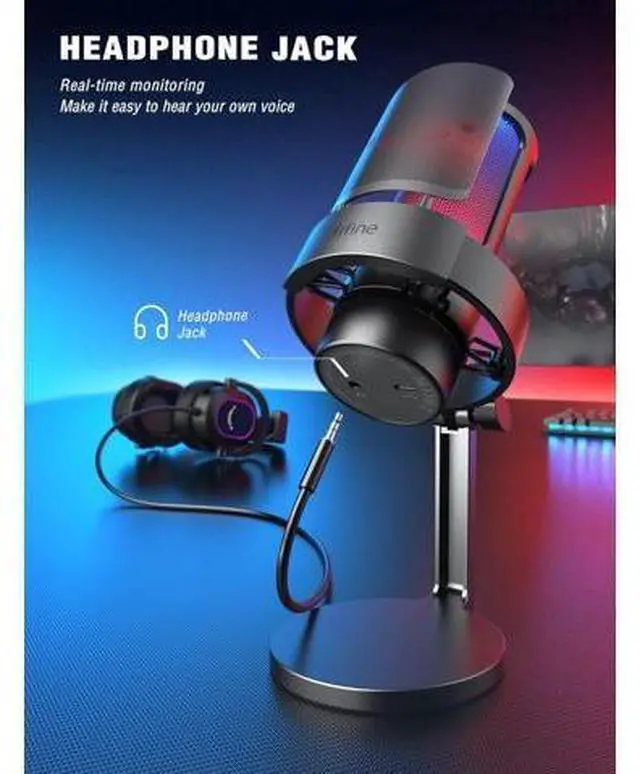 Alt view image 3 of 7 - FIFINE Gaming Microphone, USB PC Mic for Streaming, Podcasts, Recording, Condenser Computer Desktop Mic on Mac/PS4/PS5, with RGB Control, Mute Touch, Headphone Jack, Pop Filter, Stand-AmpliGame A8