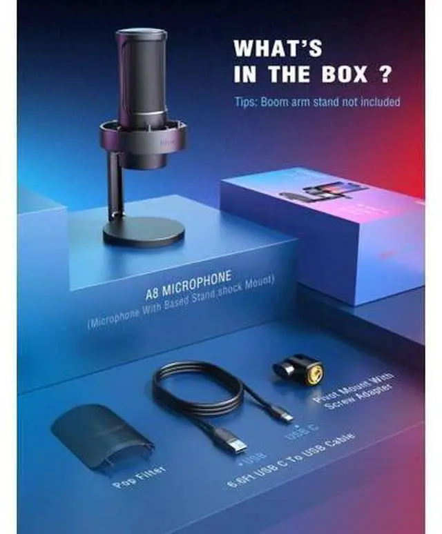Alt view image 7 of 7 - FIFINE Gaming Microphone, USB PC Mic for Streaming, Podcasts, Recording, Condenser Computer Desktop Mic on Mac/PS4/PS5, with RGB Control, Mute Touch, Headphone Jack, Pop Filter, Stand-AmpliGame A8