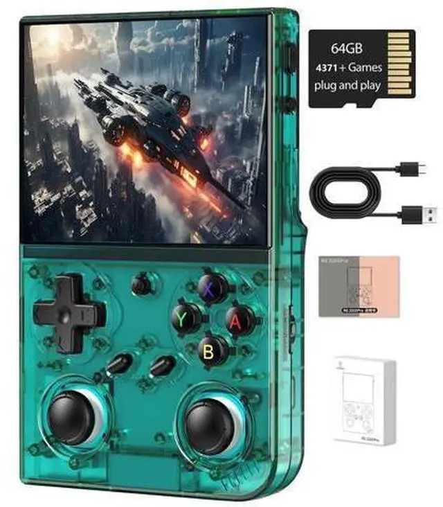 Main image of Anbernic RG35XX Pro Retro Handheld Game Console , RG 35XXPro Support HDMI TV Output 5G WiFi Bluetooth 4.2 , 3.5 Inch IPS Screen Linux System Preloaded 4353 Games 3200mAh Battery(Transparent Teal-New)