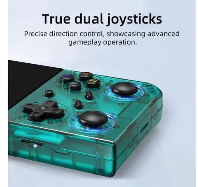 Alt view image 3 of 7 - RG35XX Pro Handheld Game Consoles RG35XXPro Retro Gaming Console with 64GB Card 4353 Games Video Game Console Pocket Arcade Support 30+ Simulators WiFi Bluetooth HD Output Transparent Teal