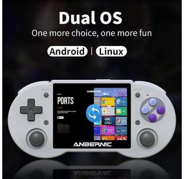 Alt view image 2 of 5 - Anbernic RG353P Handheld Game Console RG351P Retro Gaming Console Portable Game Console 3.5 Inch IPS Screen Double 3D Rocker Supports 3.5mm Sound Headphones Grey