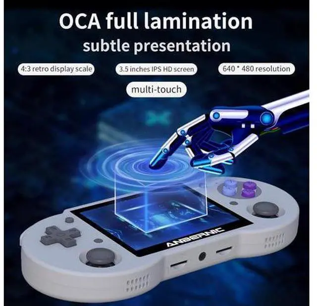 Alt view image 3 of 5 - Anbernic RG353P Handheld Game Console RG351P Retro Gaming Console Portable Game Console 3.5 Inch IPS Screen Double 3D Rocker Supports 3.5mm Sound Headphones Grey