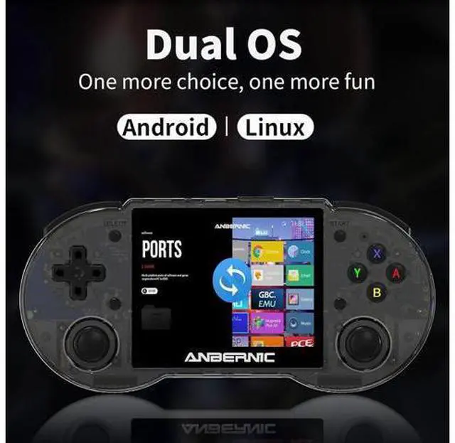 Alt view image 2 of 3 - Anbernic RG353P Handheld Game Console RG353P Retro Gaming Console Portable Game Console 3.5 Inch IPS Screen Double 3D Rocker Supports 3.5mm Sound Headphones Black
